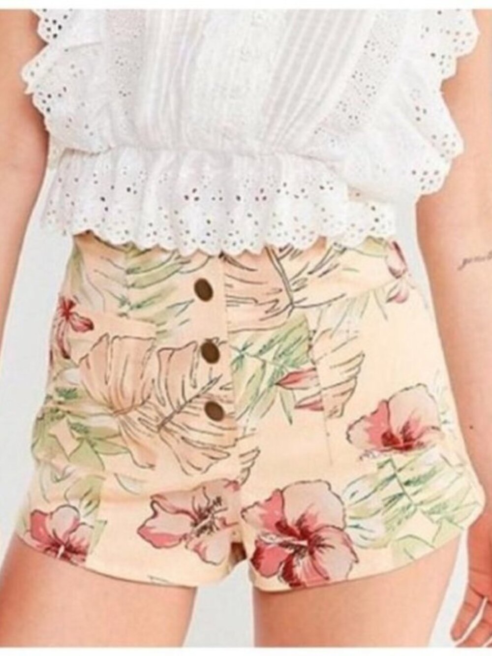 Urban Outfitters Tropical Print High-Waisted Shorts